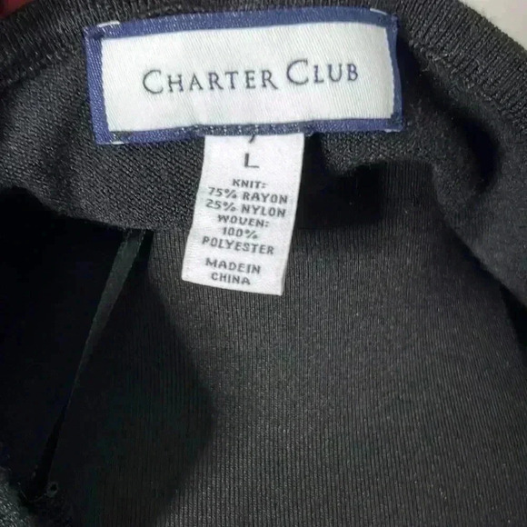 Charter Club Layered-Look Embellished Sweater Black White NWT Size L - Picture 5 of 7